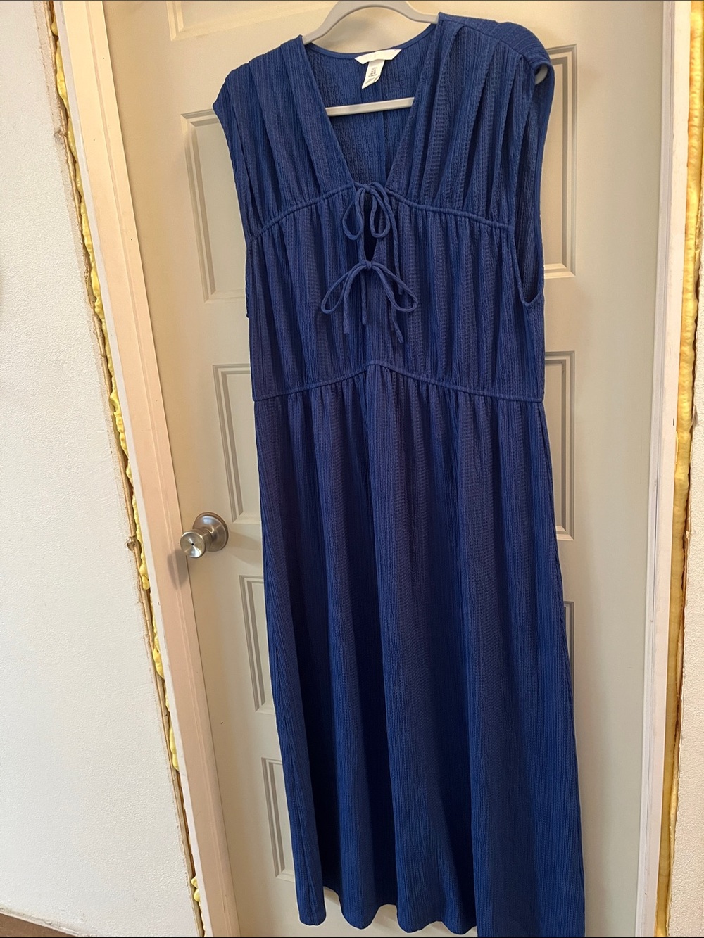 H&M Cobalt Blue Sleeveless Maxi Dress with Tie Front